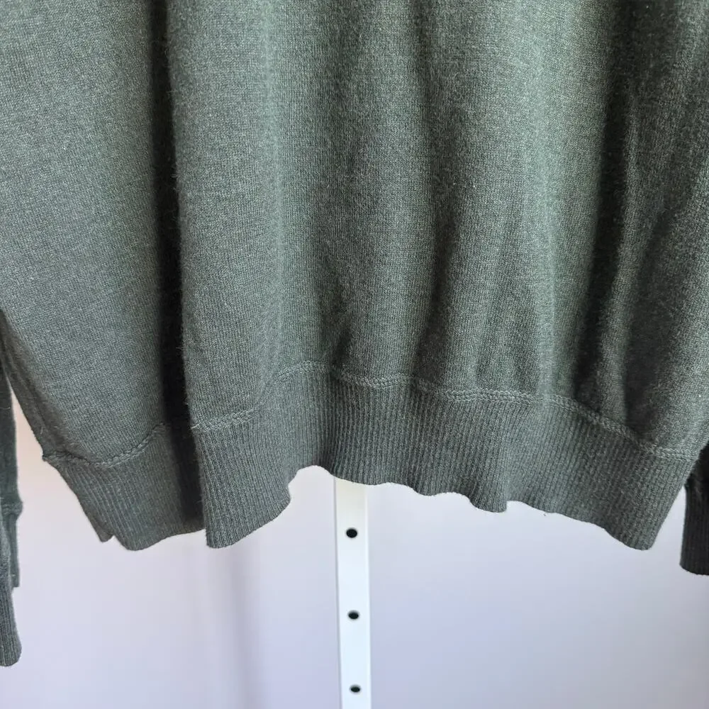 Sonoma Cotton Relaxed Academia Coastal Earth Colors V-Neck‎ Sweater XL Green